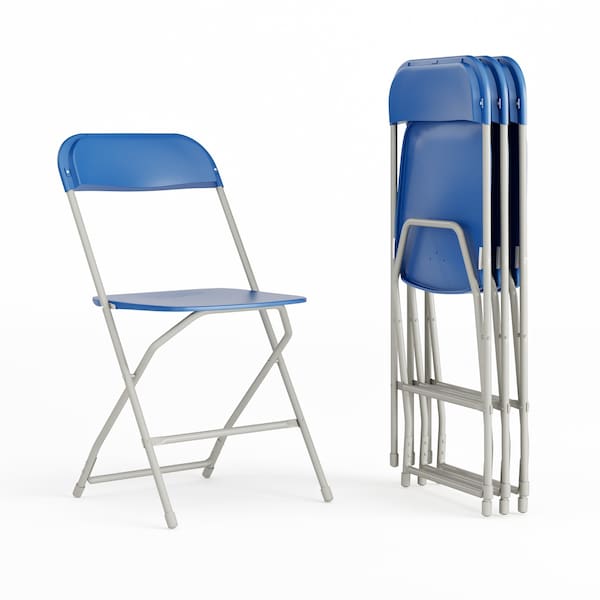 Flash Furniture Hercules Series Plastic Folding Chair Blue - 4 LB Weight Capacity Comfortable Event Chair-Lightweight Folding Chair, PK4 4-LE-L-3-BLUE-GG - main